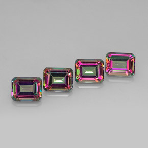 캐럿 천연 탑 레인보우 미스틱 토파즈 보석, 에메랄드 컷, 10×8 mm, VVS-VS
