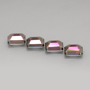 캐럿 천연 탑 레인보우 미스틱 토파즈 보석, 에메랄드 컷, 10×8 mm, VVS-VS