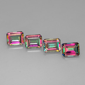 캐럿 천연 탑 레인보우 미스틱 토파즈 보석, 에메랄드 컷, 8.9×7 mm, VVS-VS