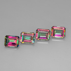 캐럿 천연 탑 레인보우 미스틱 토파즈 보석, 에메랄드 컷, 8.9×7 mm, VVS-VS