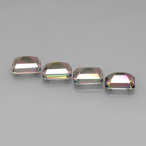 캐럿 천연 탑 레인보우 미스틱 토파즈 보석, 에메랄드 컷, 8.9×7 mm, VVS-VS