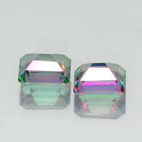 캐럿 천연 탑 레인보우 미스틱 토파즈 보석, 에메랄드 컷, 9×7.2 mm, VVS-VS