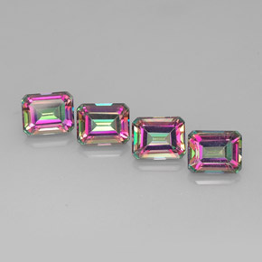 캐럿 천연 탑 레인보우 미스틱 토파즈 보석, 에메랄드 컷, 9.9×8 mm, VVS-VS