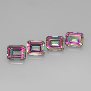 캐럿 천연 탑 레인보우 미스틱 토파즈 보석, 에메랄드 컷, 9.9×8 mm, VVS-VS