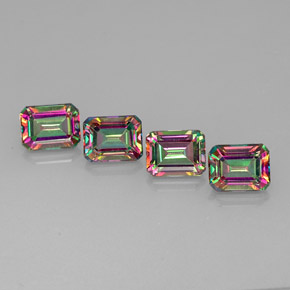 캐럿 천연 탑 레인보우 미스틱 토파즈 보석, 에메랄드 컷, 9.1×7 mm, VVS-VS