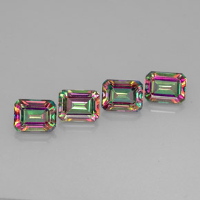 캐럿 천연 탑 레인보우 미스틱 토파즈 보석, 에메랄드 컷, 9.1×7 mm, VVS-VS