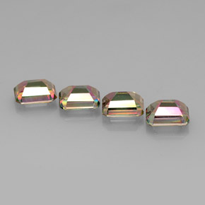 캐럿 천연 탑 레인보우 미스틱 토파즈 보석, 에메랄드 컷, 9.1×7 mm, VVS-VS