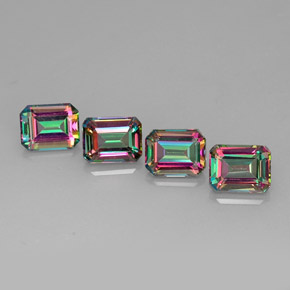 캐럿 천연 탑 레인보우 미스틱 토파즈 보석, 에메랄드 컷, 9×7 mm, VVS-VS
