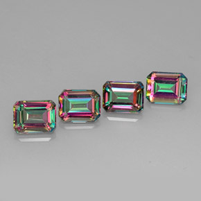 캐럿 천연 탑 레인보우 미스틱 토파즈 보석, 에메랄드 컷, 9×7 mm, VVS-VS