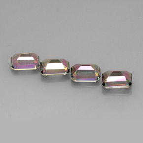 캐럿 천연 탑 레인보우 미스틱 토파즈 보석, 에메랄드 컷, 9×7 mm, VVS-VS
