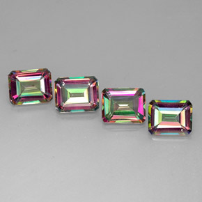 캐럿 천연 탑 레인보우 미스틱 토파즈 보석, 에메랄드 컷, 10×8 mm, VVS-VS