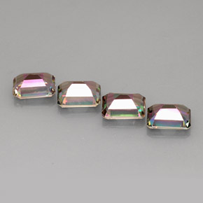 캐럿 천연 탑 레인보우 미스틱 토파즈 보석, 에메랄드 컷, 10×8 mm, VVS-VS