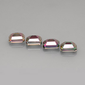 캐럿 천연 탑 레인보우 미스틱 토파즈 보석, 에메랄드 컷, 9×7.1 mm, VVS-VS