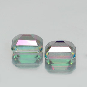 캐럿 천연 탑 레인보우 미스틱 토파즈 보석, 에메랄드 컷, 8.9×6.9 mm, VVS-VS