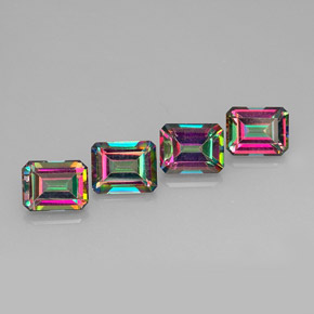 캐럿 천연 탑 레인보우 미스틱 토파즈 보석, 에메랄드 컷, 8.9×7 mm, VVS-VS