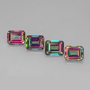 캐럿 천연 탑 레인보우 미스틱 토파즈 보석, 에메랄드 컷, 8.9×7 mm, VVS-VS