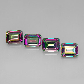 캐럿 천연 탑 레인보우 미스틱 토파즈 보석, 에메랄드 컷, 9.1×7 mm, VVS-VS