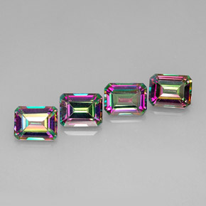 캐럿 천연 탑 레인보우 미스틱 토파즈 보석, 에메랄드 컷, 9.1×7 mm, VVS-VS
