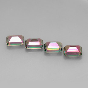캐럿 천연 탑 레인보우 미스틱 토파즈 보석, 에메랄드 컷, 9.1×7 mm, VVS-VS