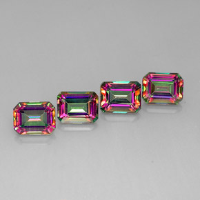 캐럿 천연 탑 레인보우 미스틱 토파즈 보석, 에메랄드 컷, 9.1×7.1 mm, VVS-VS