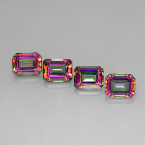 캐럿 천연 탑 레인보우 미스틱 토파즈 보석, 에메랄드 컷, 9.1×7.1 mm, VVS-VS