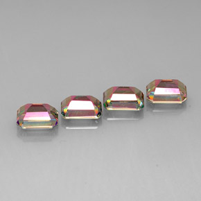 캐럿 천연 탑 레인보우 미스틱 토파즈 보석, 에메랄드 컷, 9.1×7.1 mm, VVS-VS