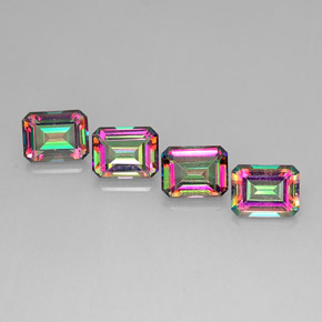 캐럿 천연 탑 레인보우 미스틱 토파즈 보석, 에메랄드 컷, 9×7 mm, VVS-VS
