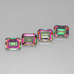캐럿 천연 탑 레인보우 미스틱 토파즈 보석, 에메랄드 컷, 9×7 mm, VVS-VS