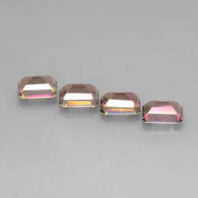 캐럿 천연 탑 레인보우 미스틱 토파즈 보석, 에메랄드 컷, 9×7 mm, VVS-VS