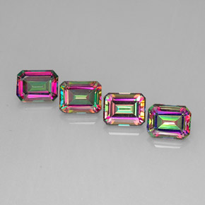 캐럿 천연 탑 레인보우 미스틱 토파즈 보석, 에메랄드 컷, 9×7 mm, VVS-VS