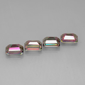 캐럿 천연 탑 레인보우 미스틱 토파즈 보석, 에메랄드 컷, 9×7 mm, VVS-VS
