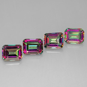 캐럿 천연 탑 레인보우 미스틱 토파즈 보석, 에메랄드 컷, 9.9×8 mm, VVS-VS
