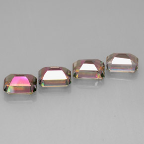 캐럿 천연 탑 레인보우 미스틱 토파즈 보석, 에메랄드 컷, 9.9×8 mm, VVS-VS