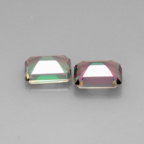 캐럿 천연 탑 레인보우 미스틱 토파즈 보석, 에메랄드 컷, 10×7.9 mm, VVS-VS