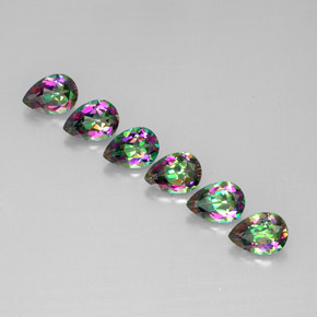 캐럿 천연 탑 레인보우 미스틱 토파즈 보석, 배 모양, 7.1×5.1 mm, VS