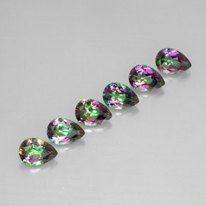 캐럿 천연 탑 레인보우 미스틱 토파즈 보석, 배 모양, 7.1×5.1 mm, VS