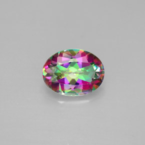 1.39캐럿 천연 탑 레인보우 미스틱 토파즈, 타원형 컷, 8.1×6.1 mm, VS