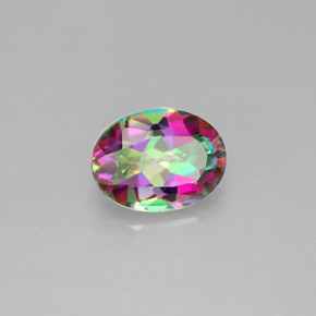 1.39캐럿 천연 탑 레인보우 미스틱 토파즈, 타원형 컷, 8.1×6.1 mm, VS