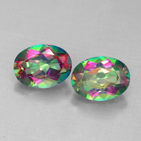 캐럿 천연 탑 레인보우 미스틱 토파즈 보석, 타원형 컷, 8.2×6.1 mm, VS