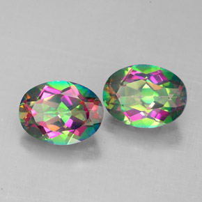 캐럿 천연 탑 레인보우 미스틱 토파즈 보석, 타원형 컷, 8.2×6.1 mm, VS