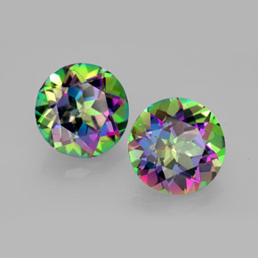 캐럿 천연 탑 레인보우 신비한 토파즈 보석, 라운드 컷, VVS-VS