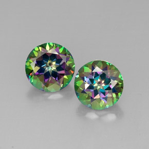 캐럿 천연 탑 레인보우 미스틱 토파즈 보석, 라운드 컷, 10.02 mm, VVS-VS