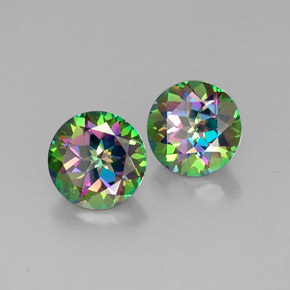 캐럿 천연 탑 레인보우 미스틱 토파즈 보석, 라운드 컷, 10.02 mm, VVS-VS