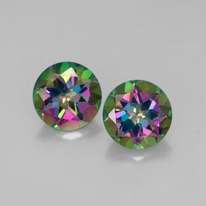 캐럿 천연 탑 레인보우 미스틱 토파즈 보석, 라운드 컷, 10.02 mm, VVS-VS