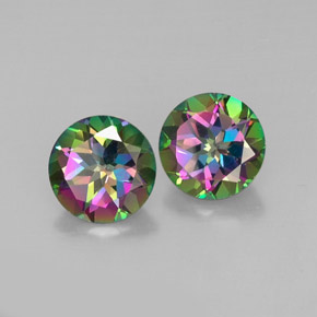 캐럿 천연 탑 레인보우 미스틱 토파즈 보석, 라운드 컷, 10.02 mm, VVS-VS