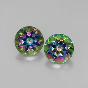 캐럿 천연 탑 레인보우 미스틱 토파즈 보석, 라운드 컷, 9.96 mm, VVS-VS