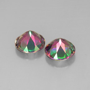 캐럿 천연 탑 레인보우 미스틱 토파즈 보석, 라운드 컷, 9.96 mm, VVS-VS