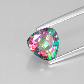 1.62캐럿 천연 탑 레인보우 미스틱 토파즈, 트릴리언, 7.2×7 mm, VS