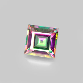 2.12캐럿 천연 탑 레인보우 미스틱 토파즈, 스퀘어, 7.1×7 mm, VS
