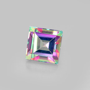 2.32캐럿 천연 탑 레인보우 미스틱 토파즈, 스퀘어, 7×6.9 mm, VS